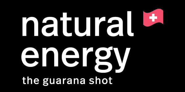 Logo for 'natural energy' with a Swiss flag on a black background