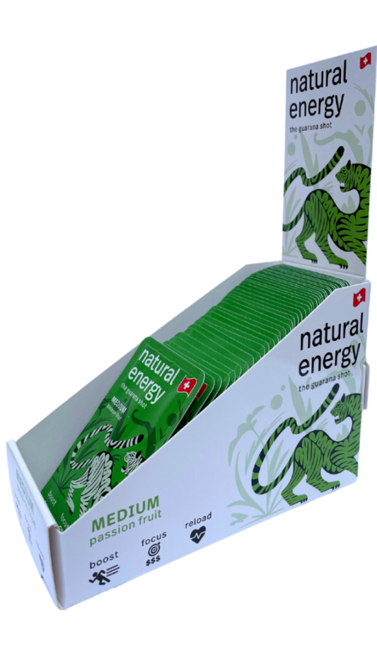 Guarana Shots 50 Passionfruit Medium Tray buy from natural energy today